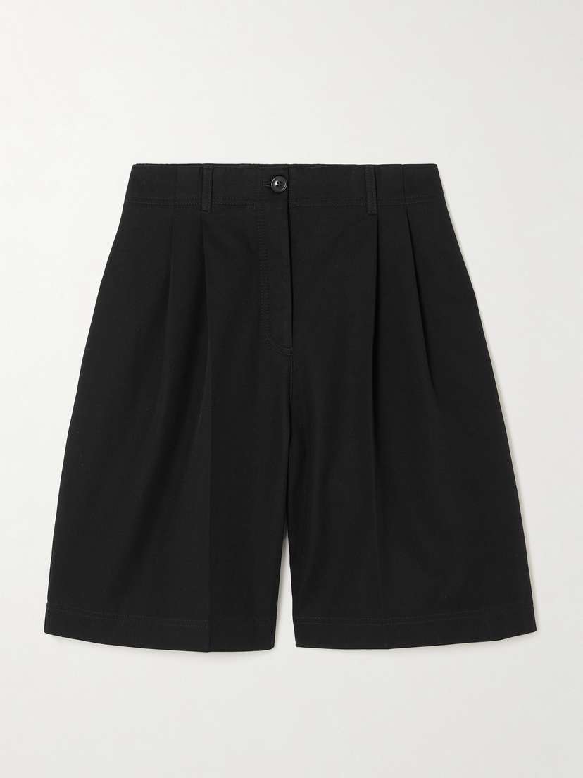 TOTEME Pleated Organic Cotton-twill Shorts