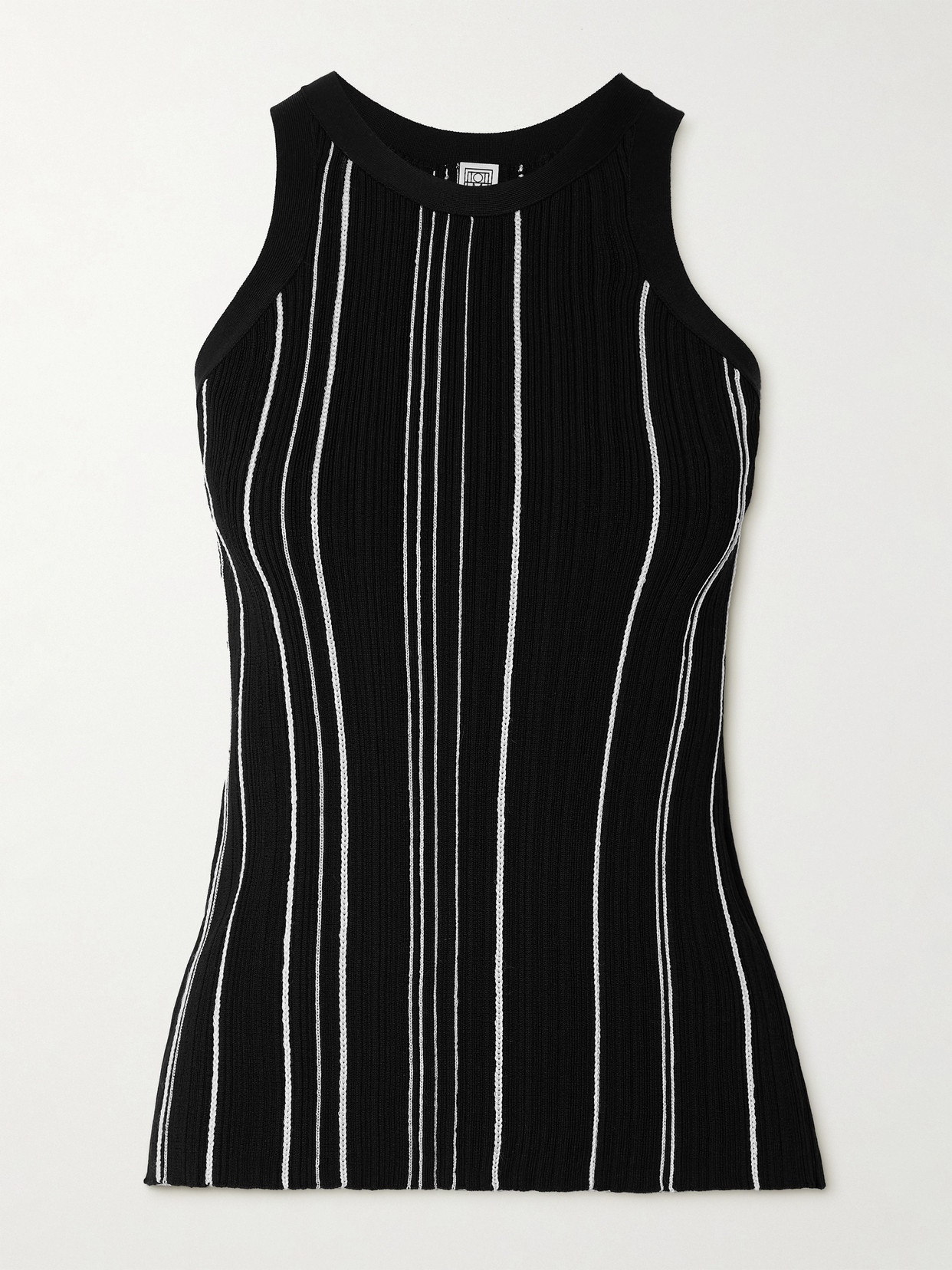 Shop Totême Striped Ribbed-knit Tank In Black