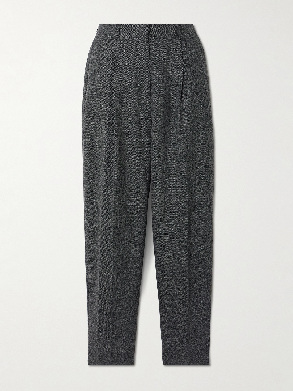 Totême Pleated Recycled Woven Tapered Pants In Gray