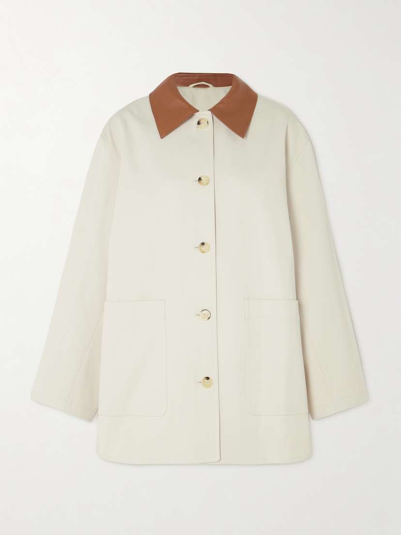 TOTEME Leather-trimmed Organic Cotton Jacket
