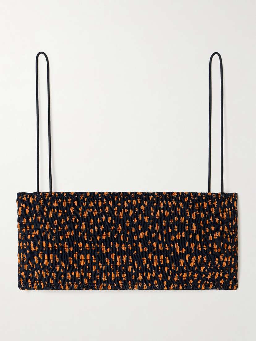 TOTEME Shirred Printed Recycled Bikini Top