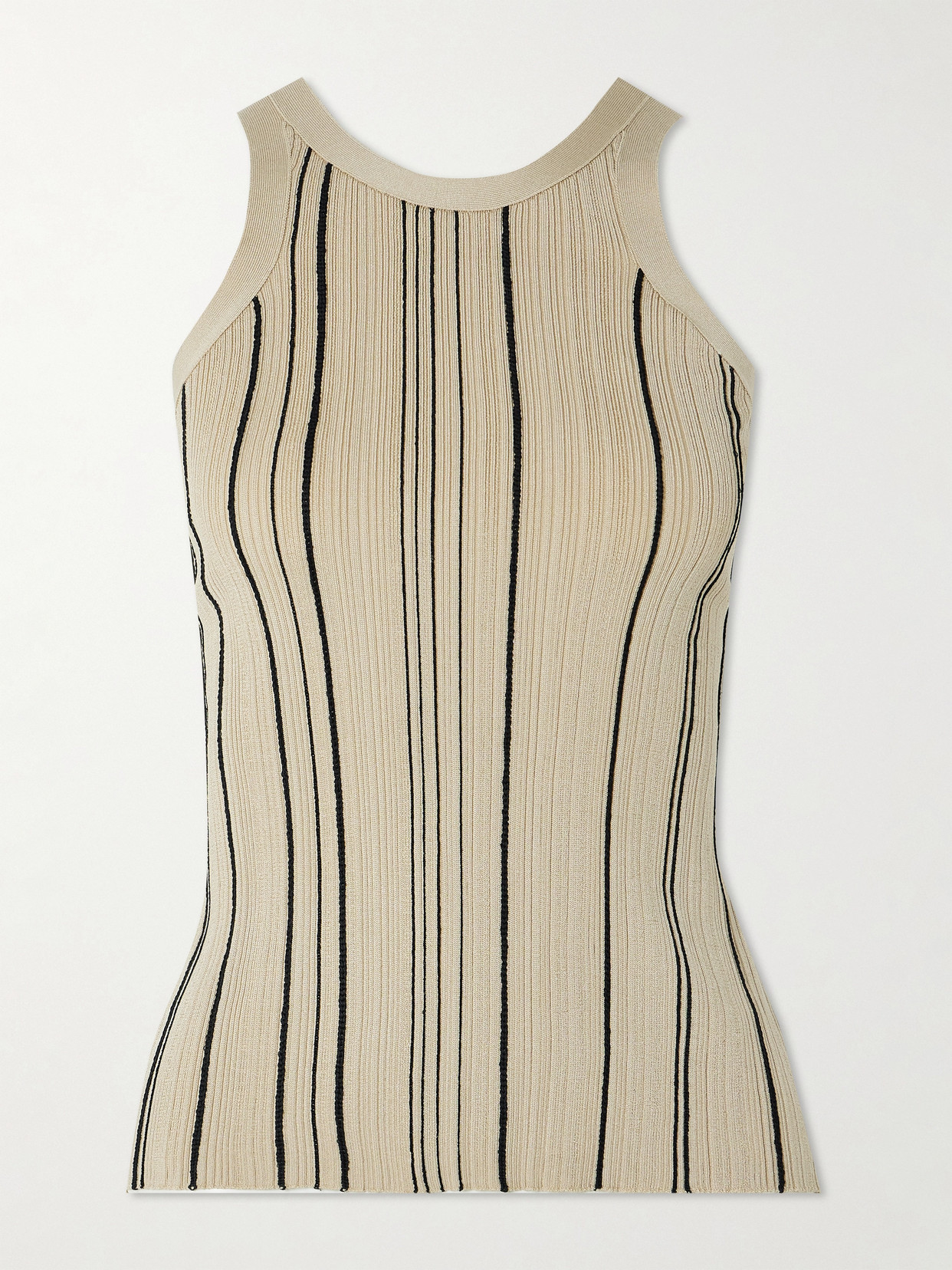 Shop Totême Striped Ribbed-knit Tank In Neutrals