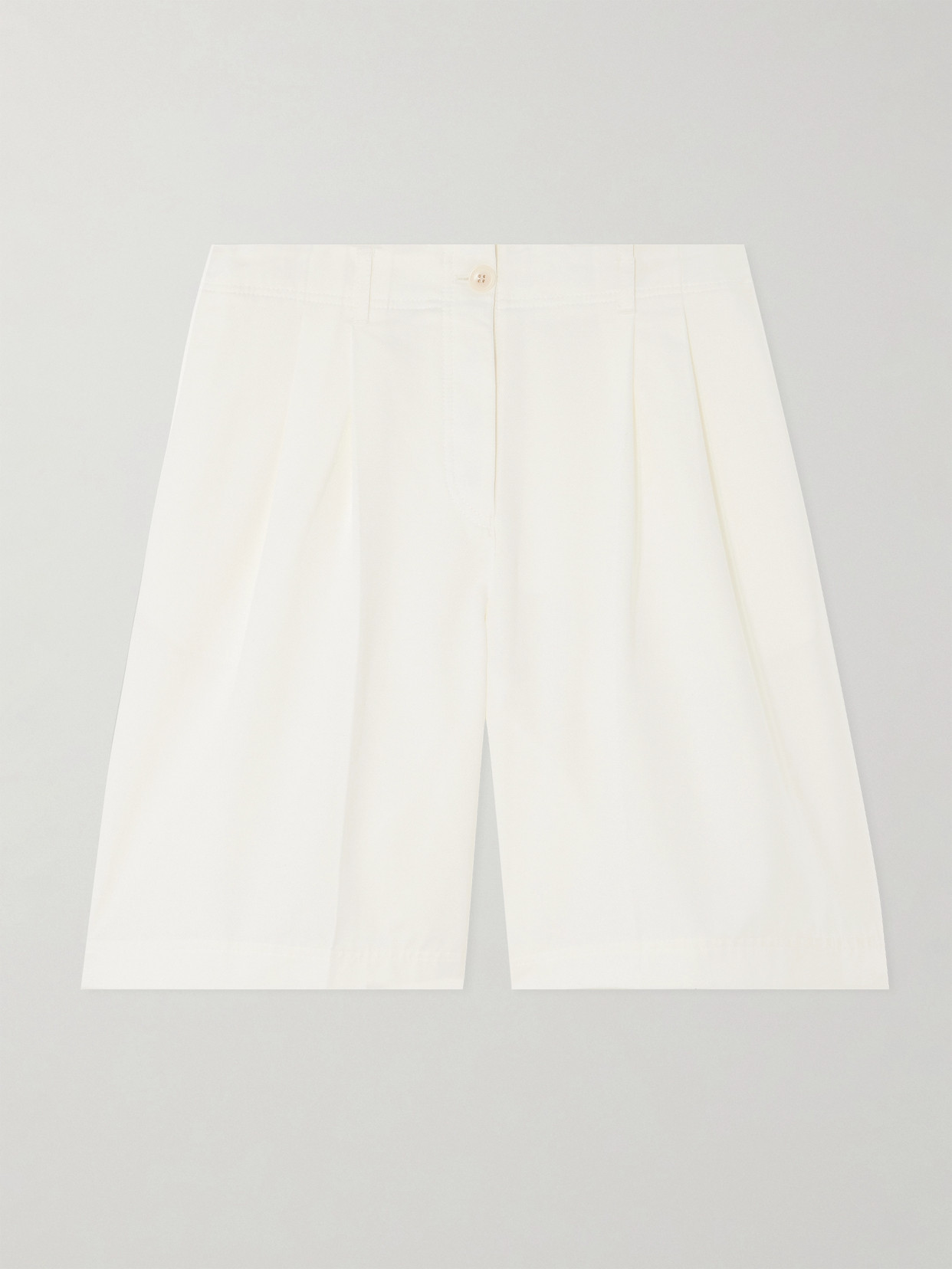 Totême Pleated Organic Cotton-twill Shorts In White