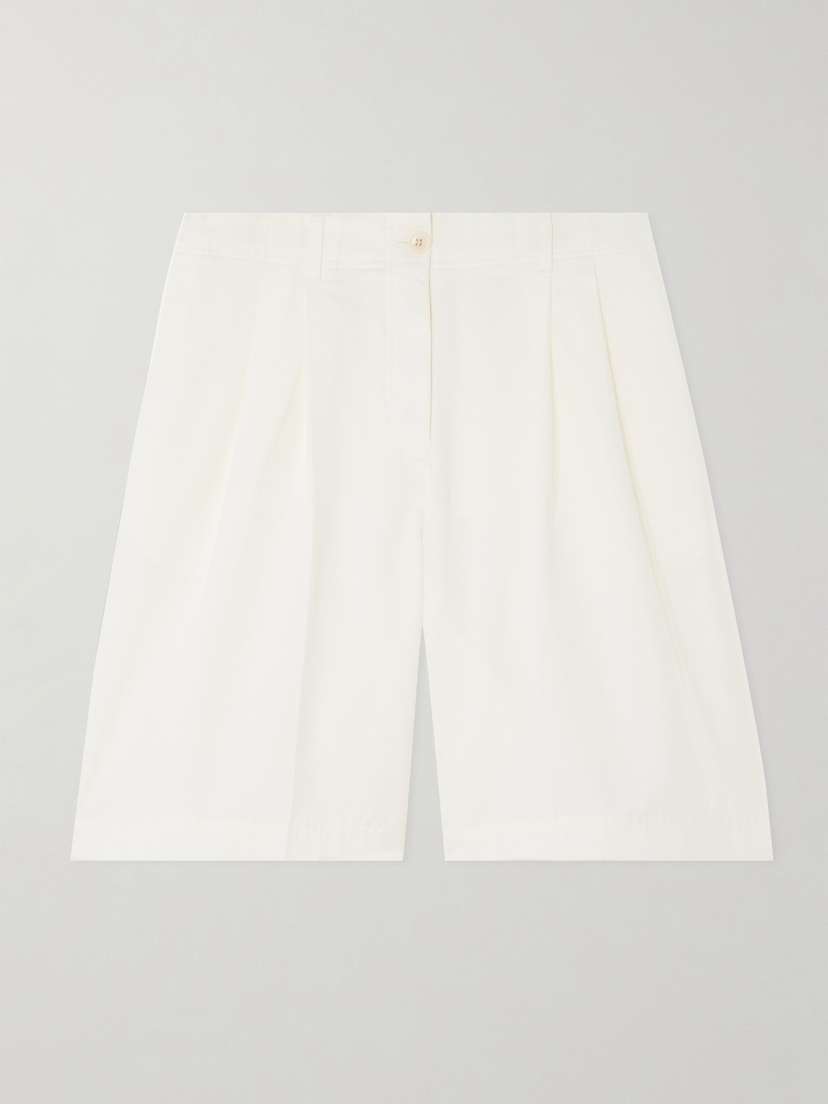 TOTEME Pleated Organic Cotton-twill Shorts