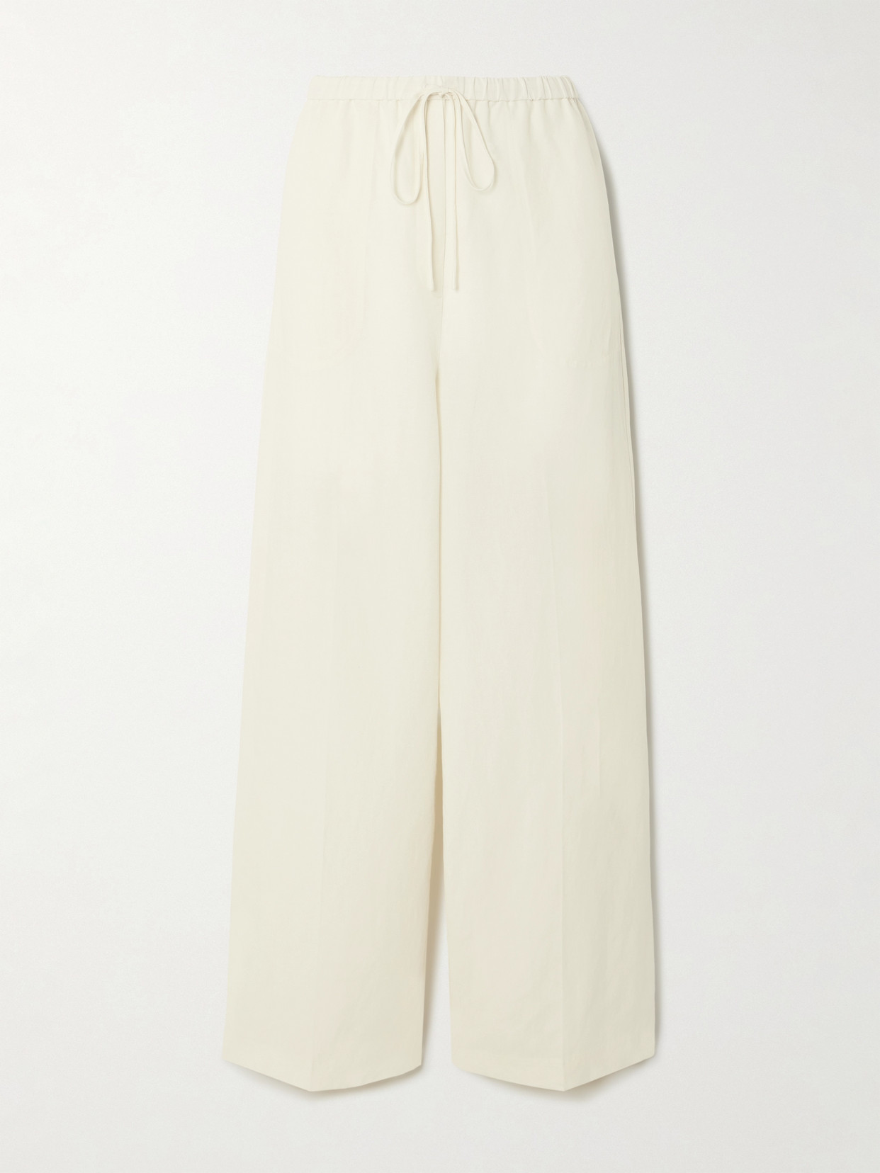 Totême Tencel ™ Lyocell And Linen-blend Wide-leg Pants In Off-white