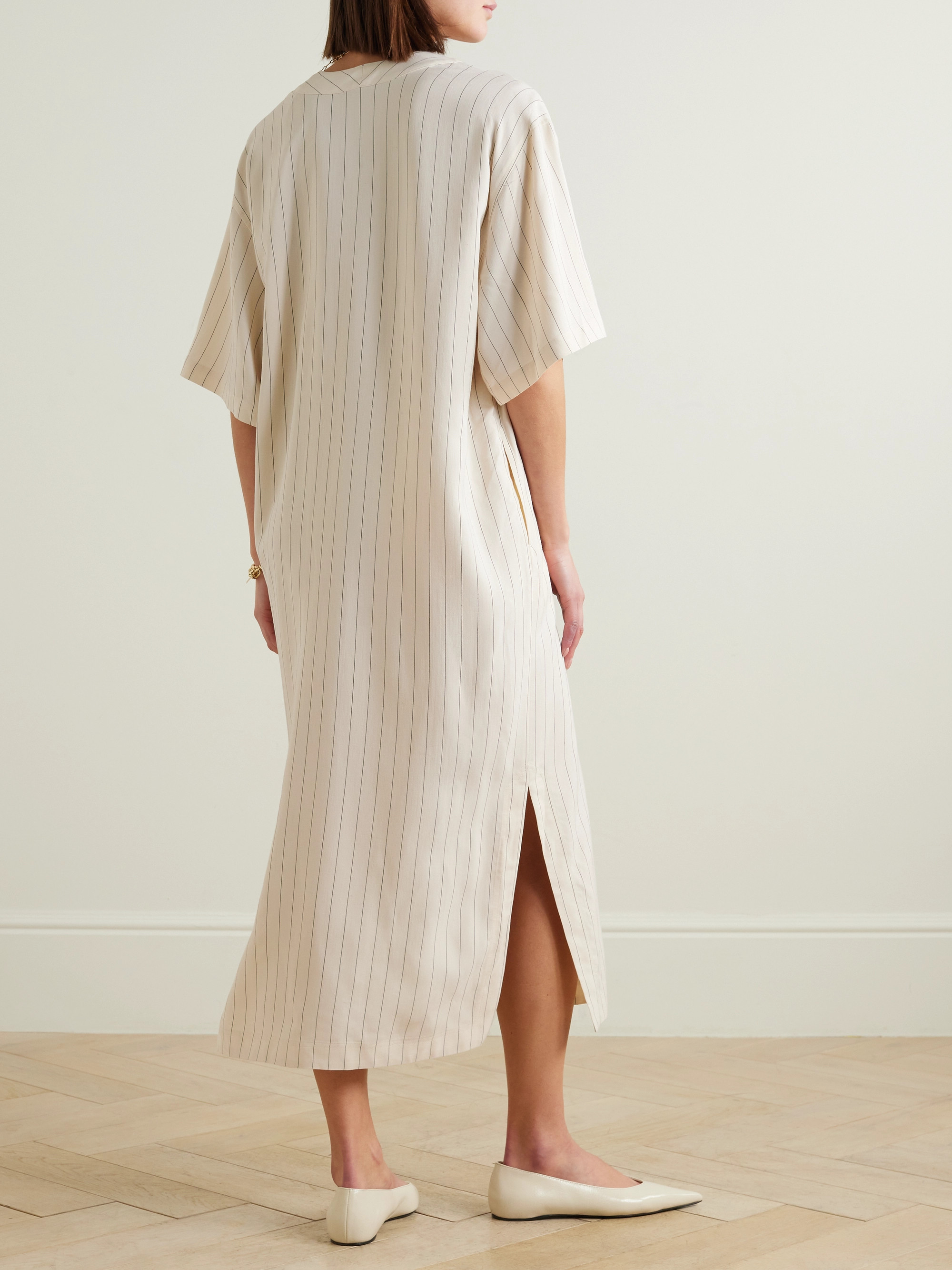 TOTEME Pinstriped crepe midi dress