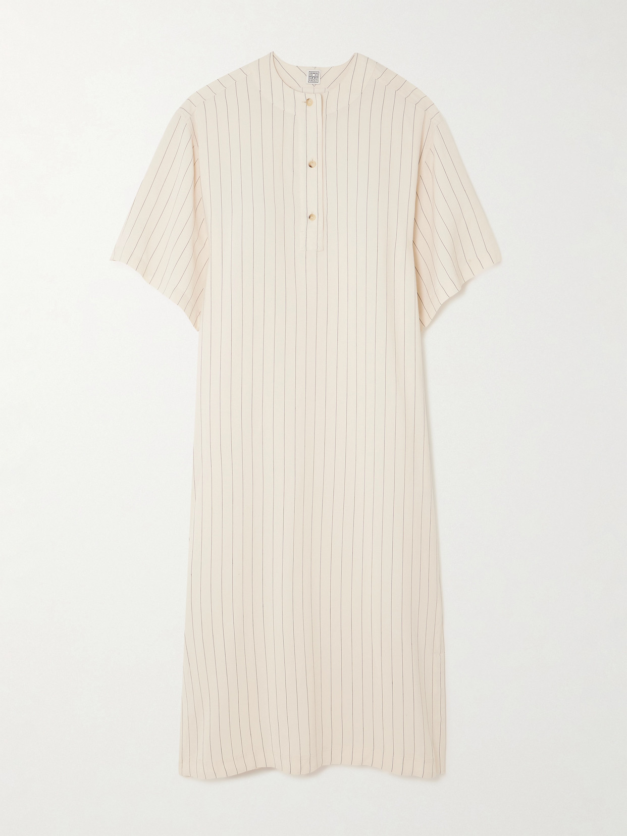 Totême Pinstriped Crepe Midi Dress In Ecru
