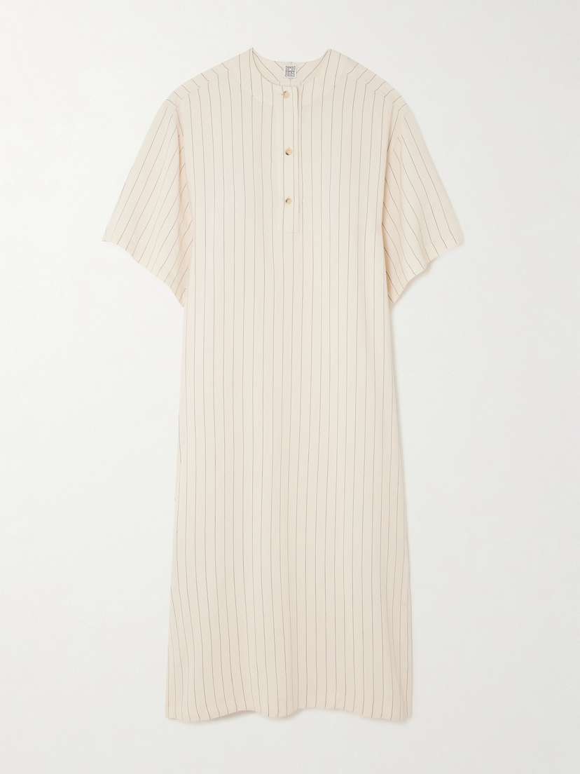 TOTEME Pinstriped Crepe Midi Dress