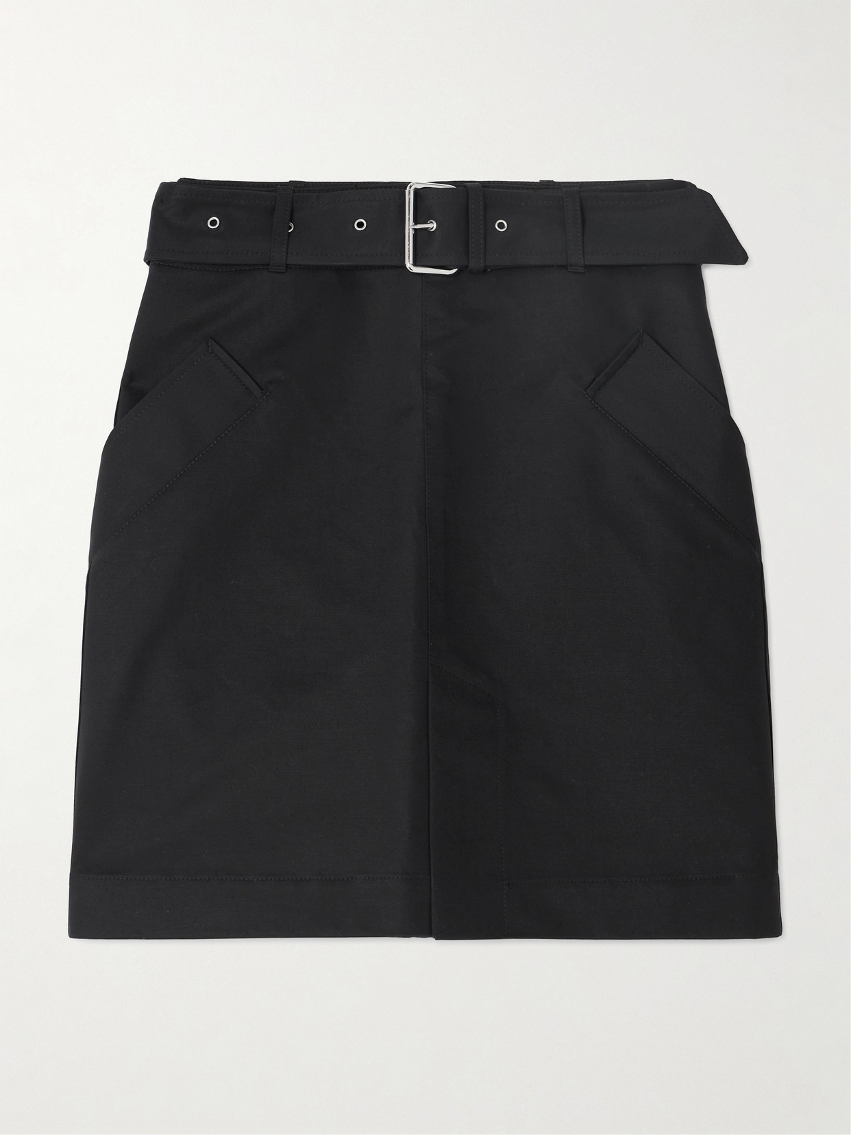 Shop Totême Belted Cotton-gabardine Mini Skirt In Black