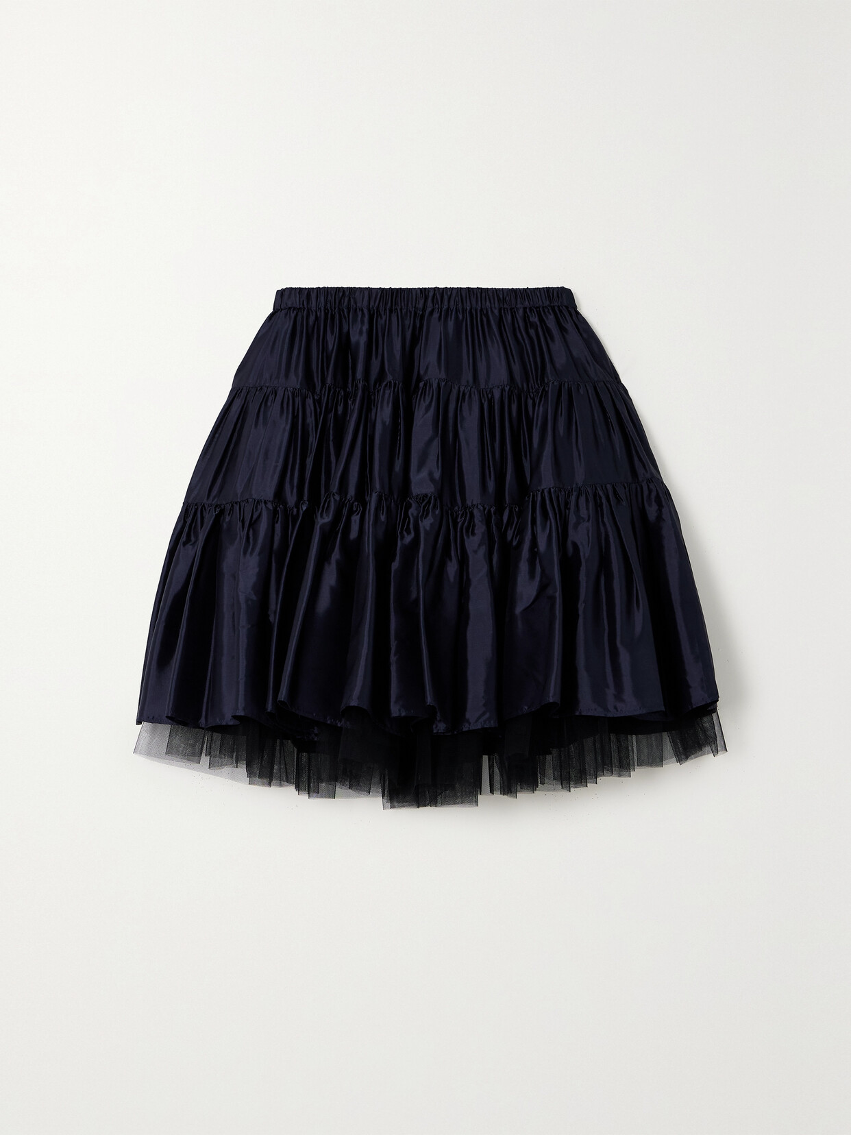 Molly Goddard Jannat Tiered Taffeta And Tulle Mini Skirt - Blue