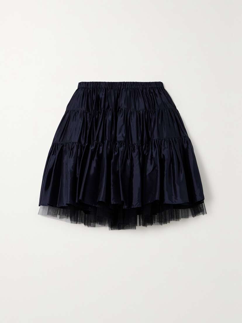 Molly Goddard Jannat Tiered Taffeta And Tulle Mini Skirt