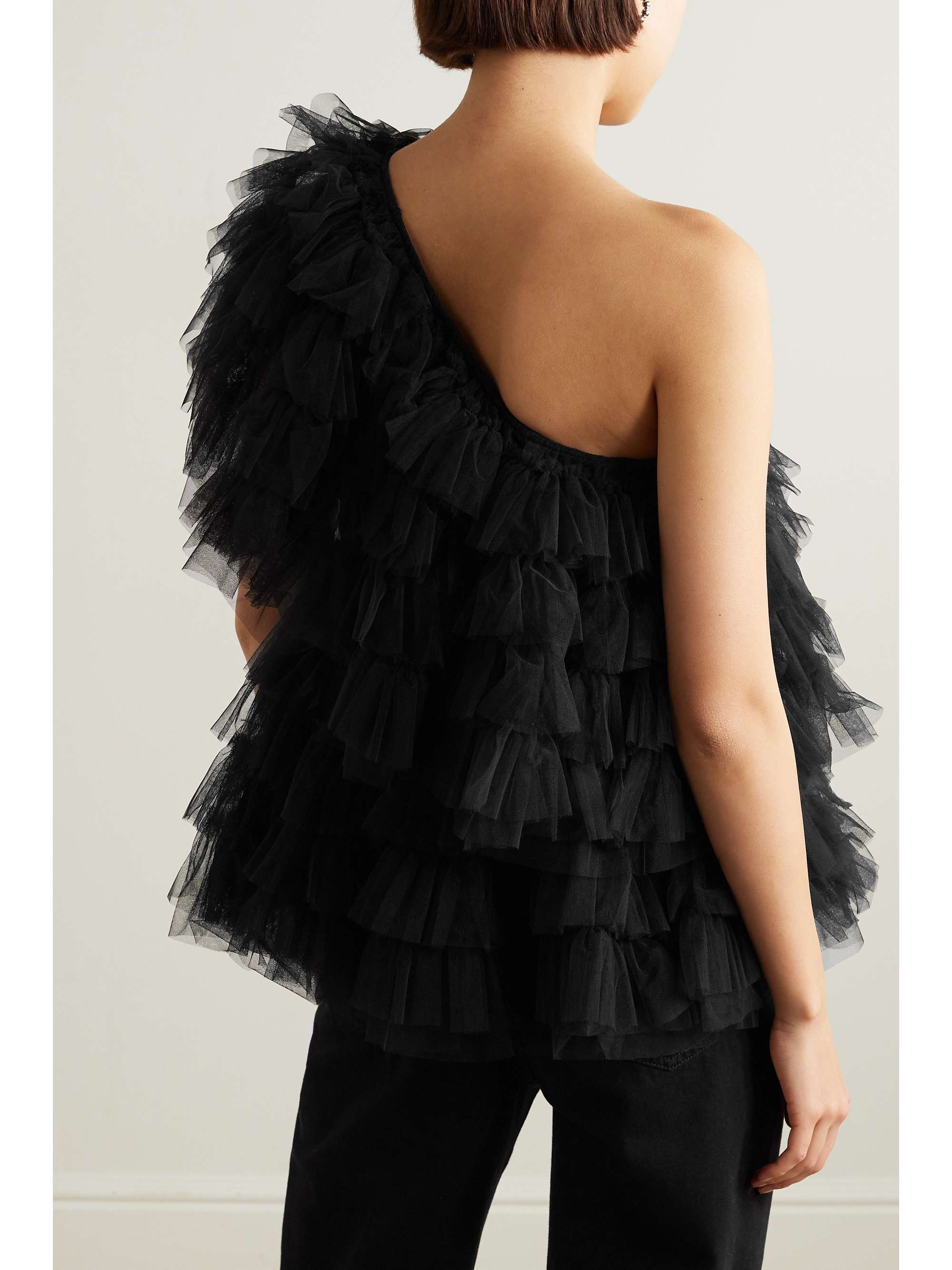 MOLLY GODDARD Lisa one-shoulder ruffled tulle top | NET-A-PORTER