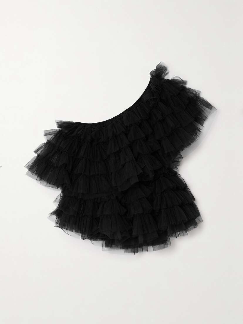 Molly Goddard Lisa One-shoulder Ruffled Tulle Top