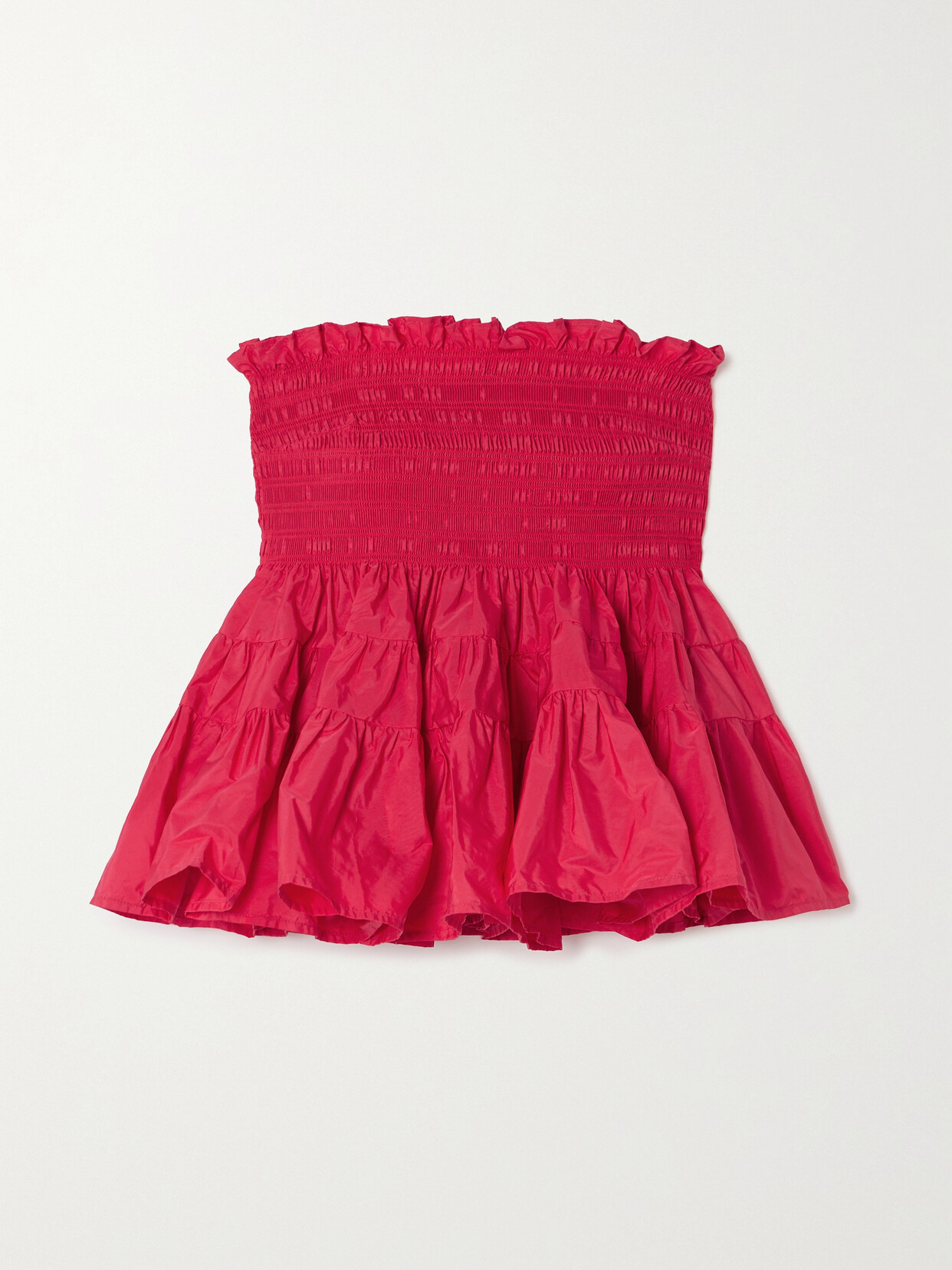 Molly Goddard Mia Strapless Shirred Ruffled Taffeta Top - Pink