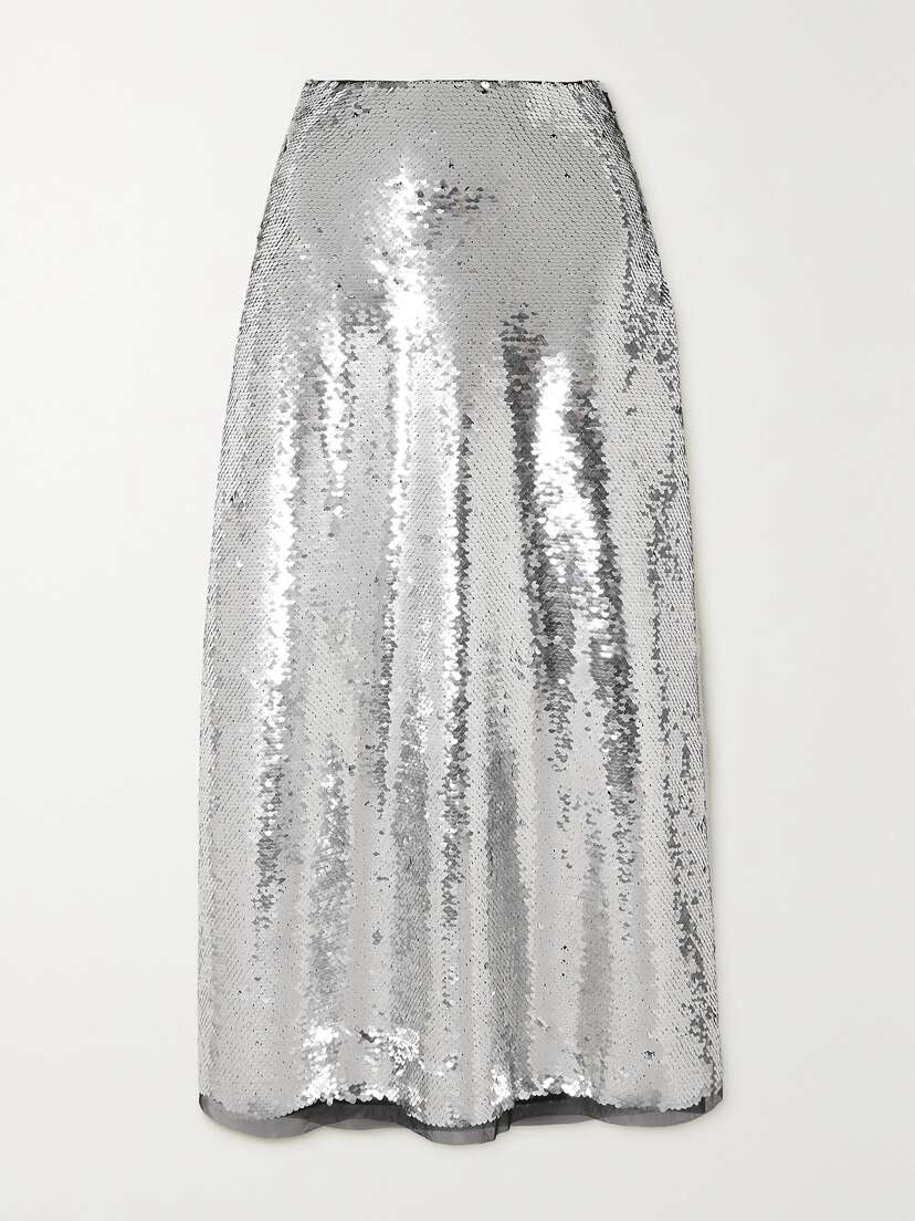 Molly Goddard Lyra Sequined Tulle Midi Skirt