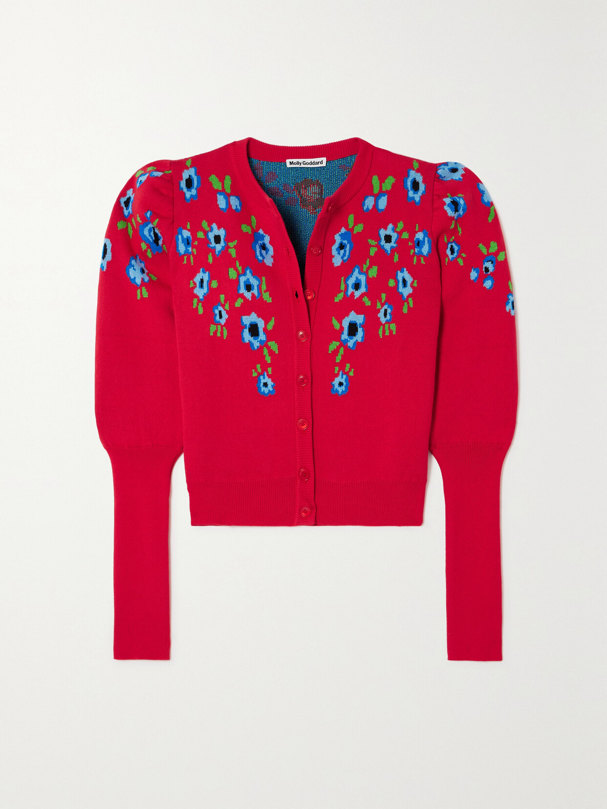 Molly Goddard Sonia Jacquard-knit Cotton Cardigan In Red