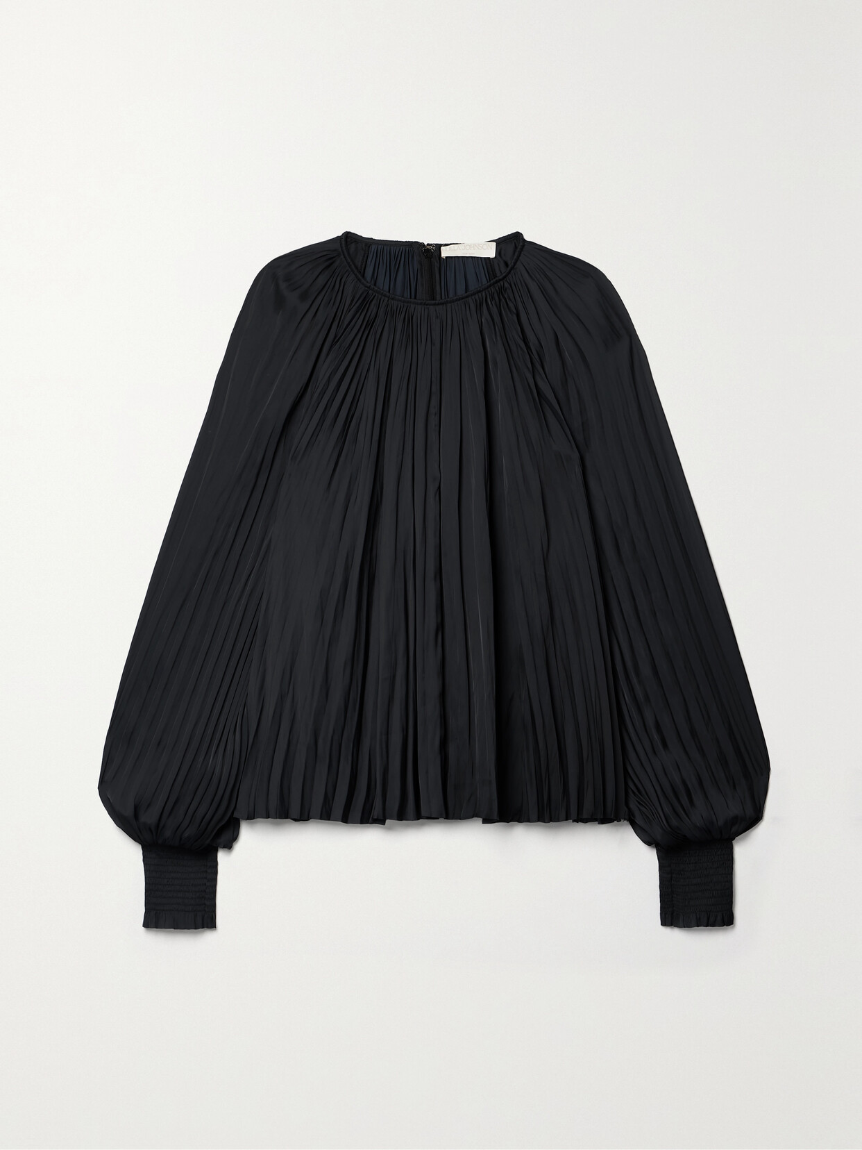 Ulla Johnson Aidy Pleated Satin Blouse In Black