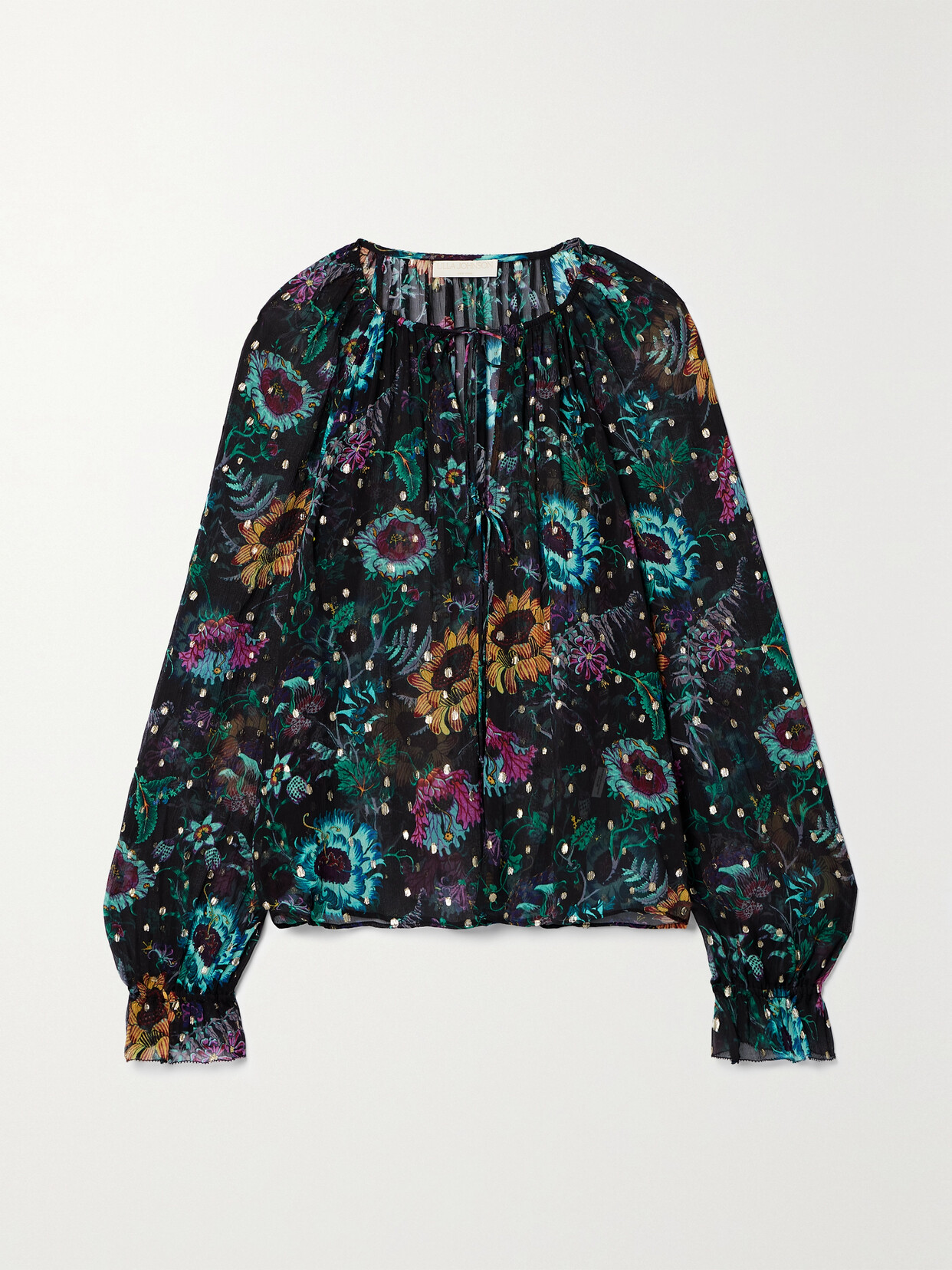 Ulla Johnson Bernadette Floral-print Fil Coupé Silk-blend Crepon Blouse In Black