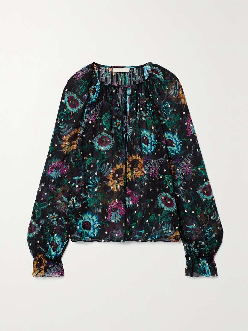 Ulla Johnson Bernadette Floral-print Fil Coupé Silk-blend Crepon Blouse