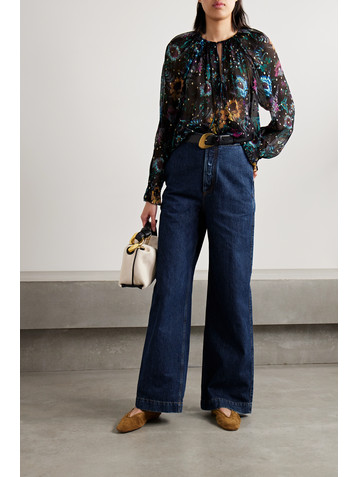 Ulla Johnson Bernadette floral-print fil coupé silk-blend crepon blouse