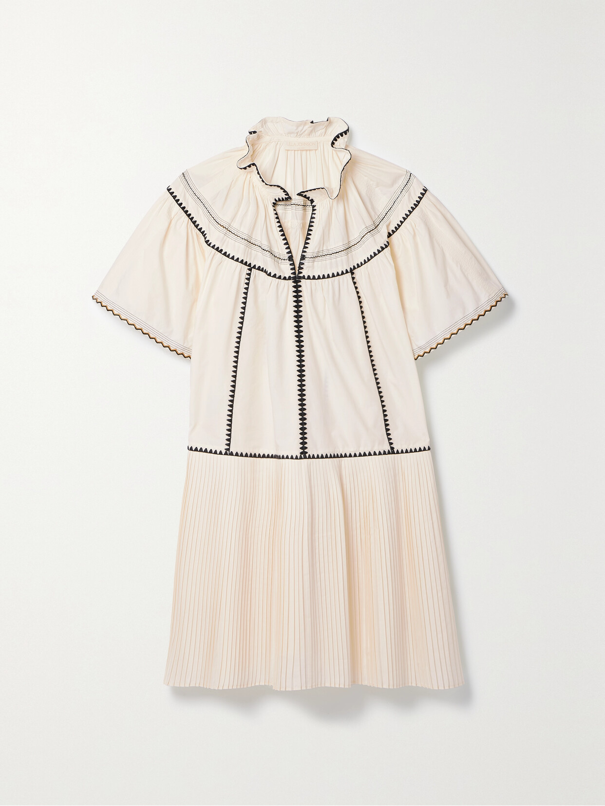 Ulla Johnson - Desi Pleated Embroidered Cotton-poplin Mini Dress - Ivory