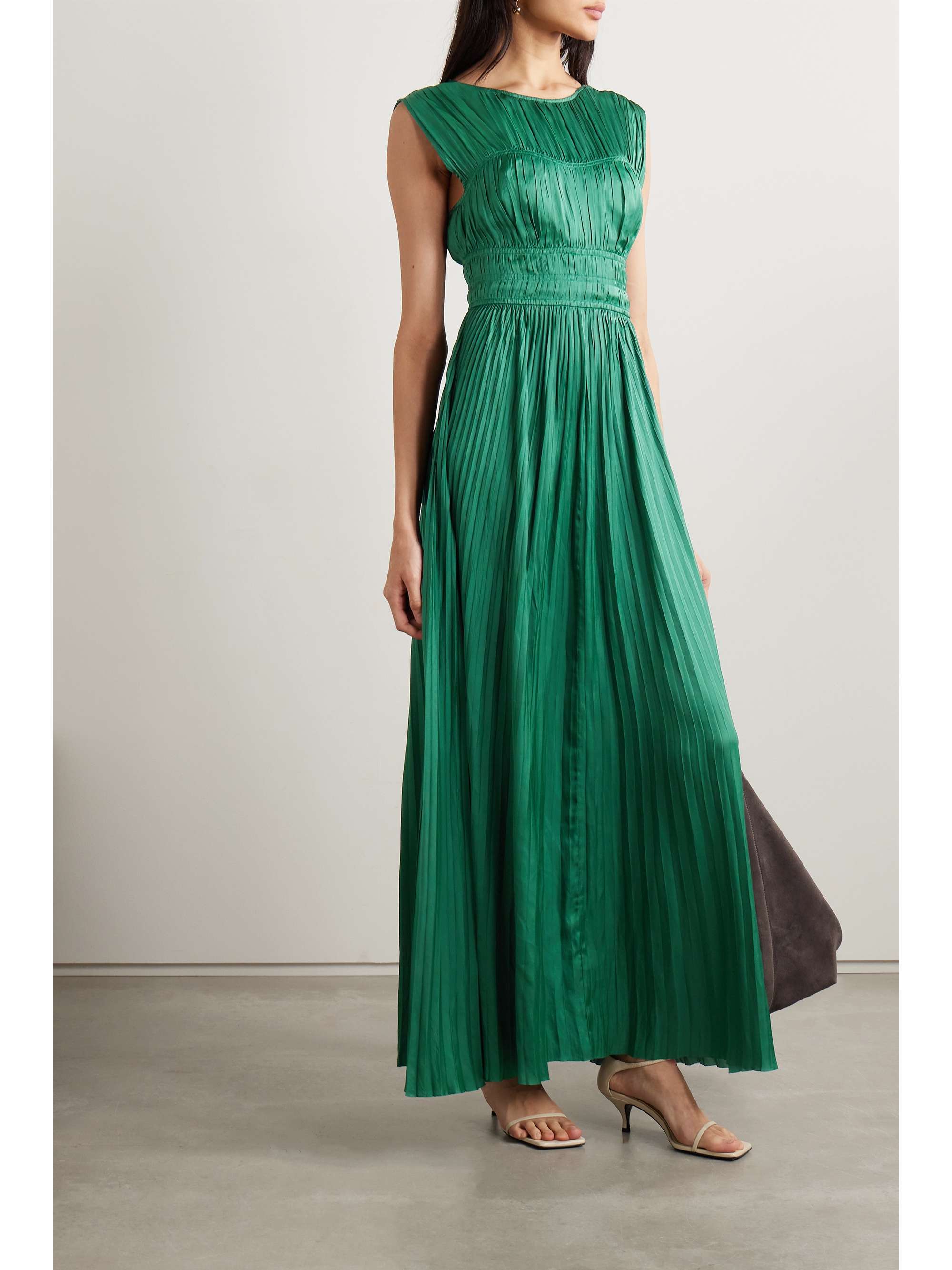 ULLA JOHNSON Delia plissé-satin gown | NET-A-PORTER