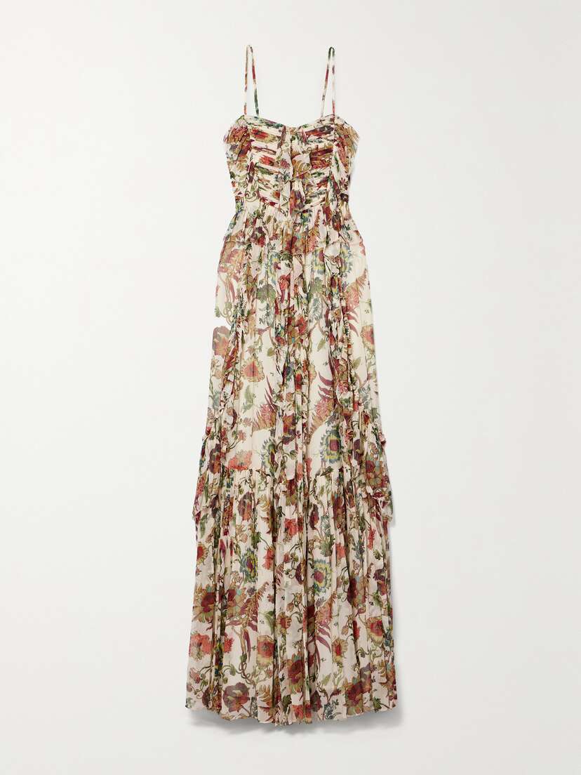 Ulla Johnson Colette Ruffled Floral-print Silk-crepon Gown
