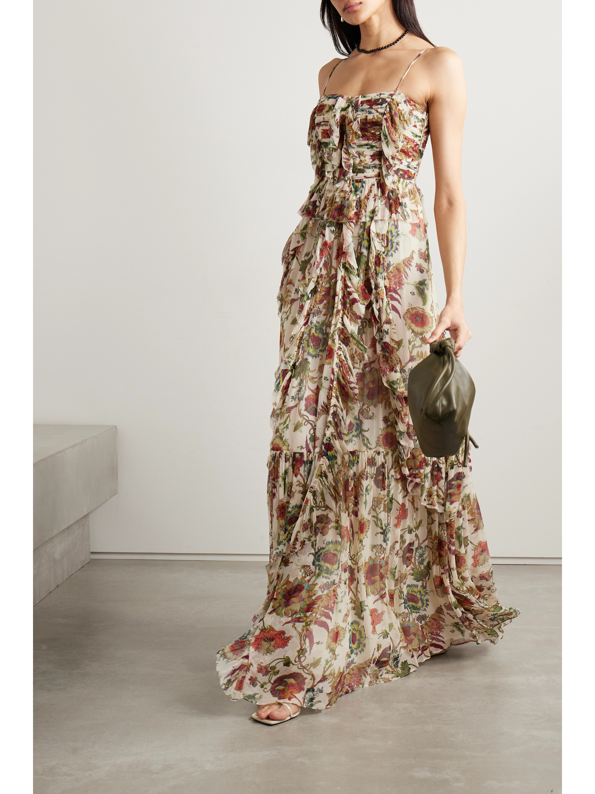 Ulla Johnson Colette ruffled floral-print silk-crepon gown