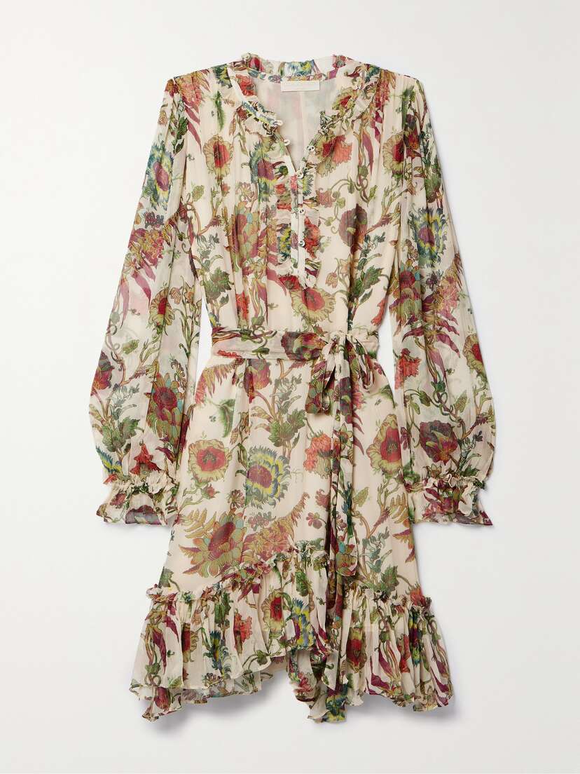 Ulla Johnson Anais Ruffled Floral-print Silk-crepon Mini Dress - US00