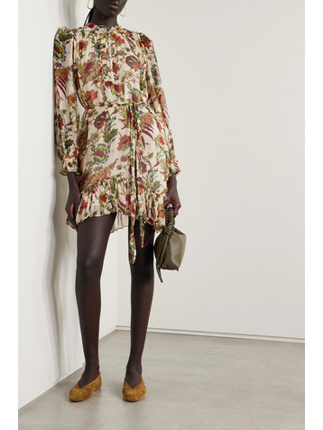 Ulla Johnson Anais ruffled floral-print silk-crepon mini dress