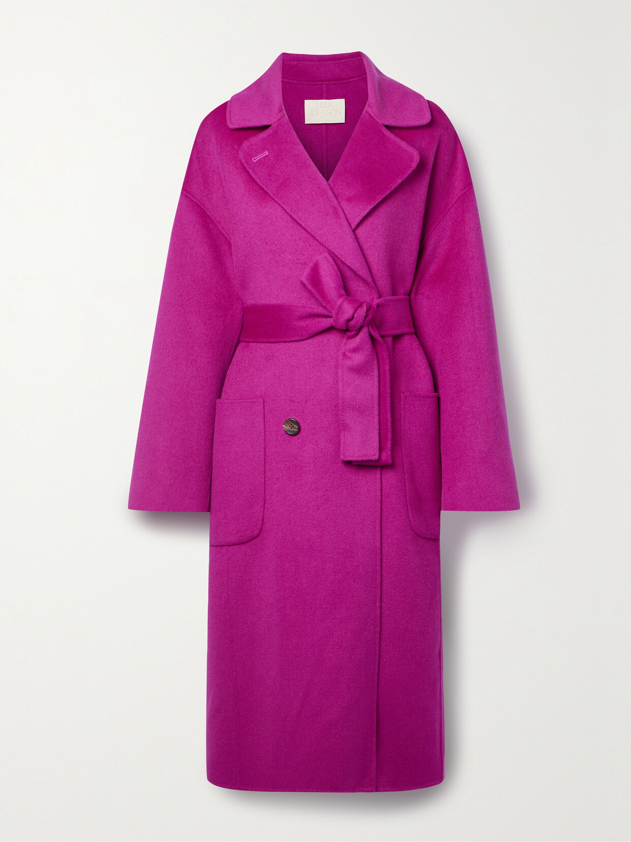 Shop Ulla Johnson Brigitte Double-breasted Belted Wool-blend Felt Coat In Pink