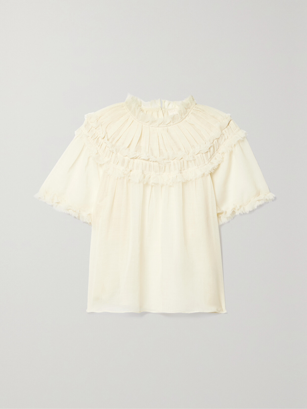 Shop Ulla Johnson Zuri Pintucked Wool-gauze Blouse In Cream