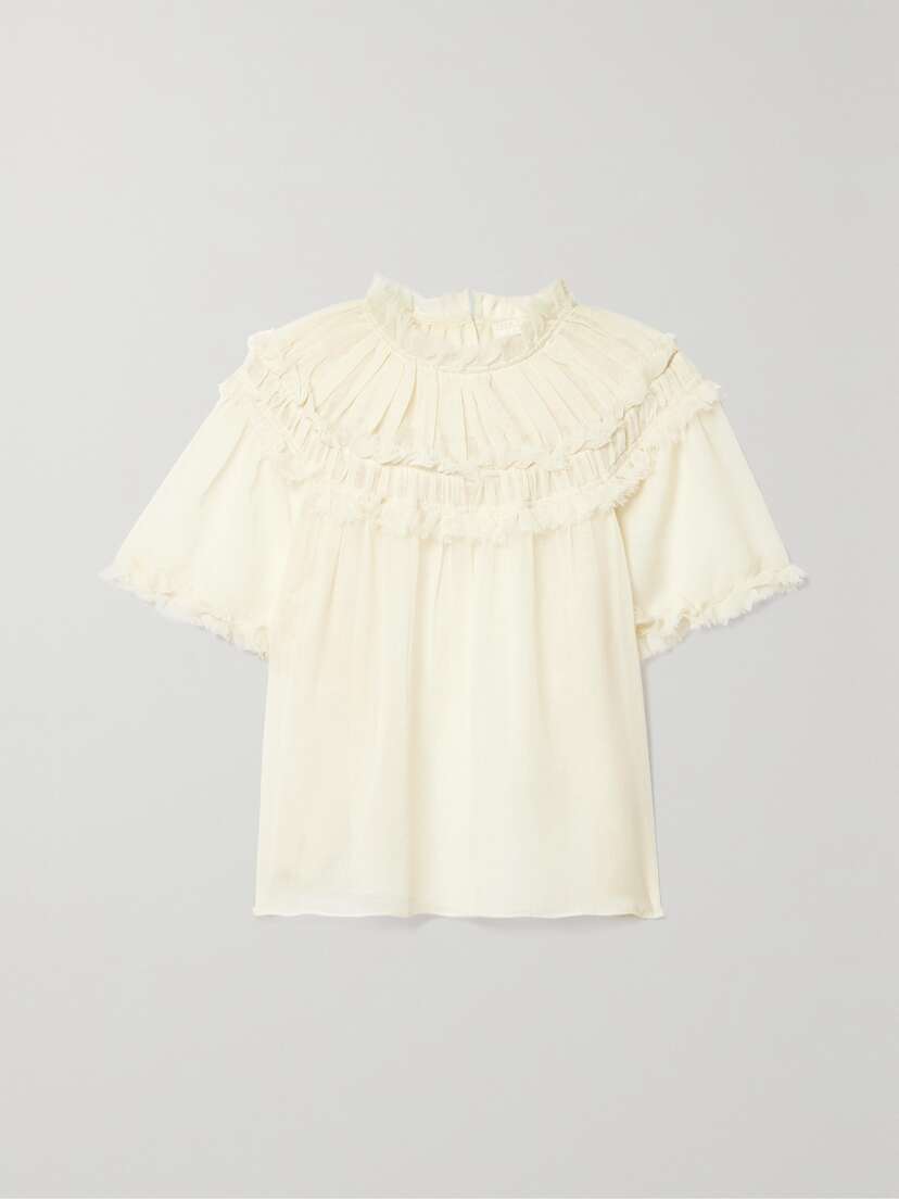 Ulla Johnson Zuri Pintucked Wool-gauze Blouse