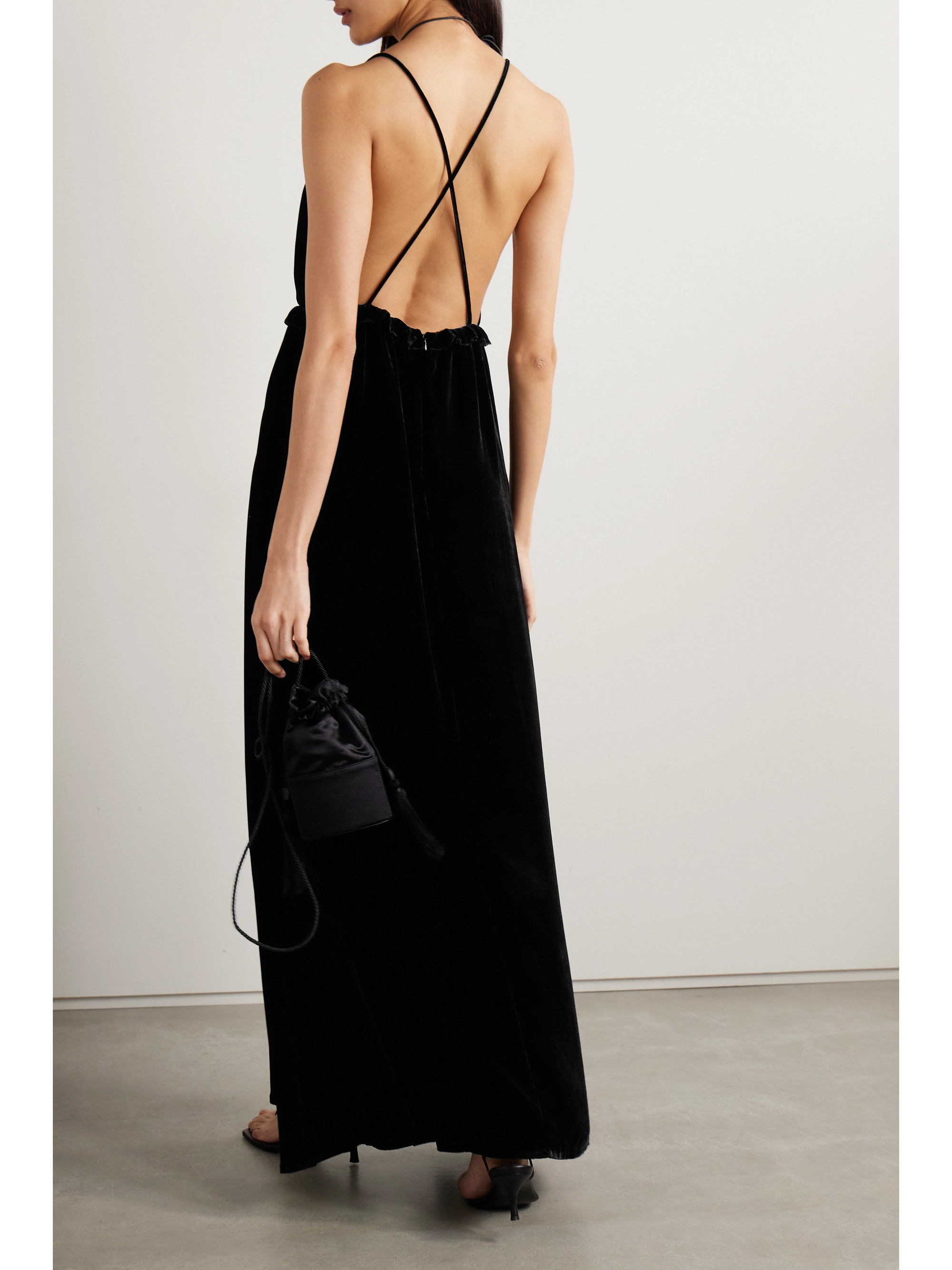 Ulla Johnson Lavinia open-back ruffled velvet gown thumbnail