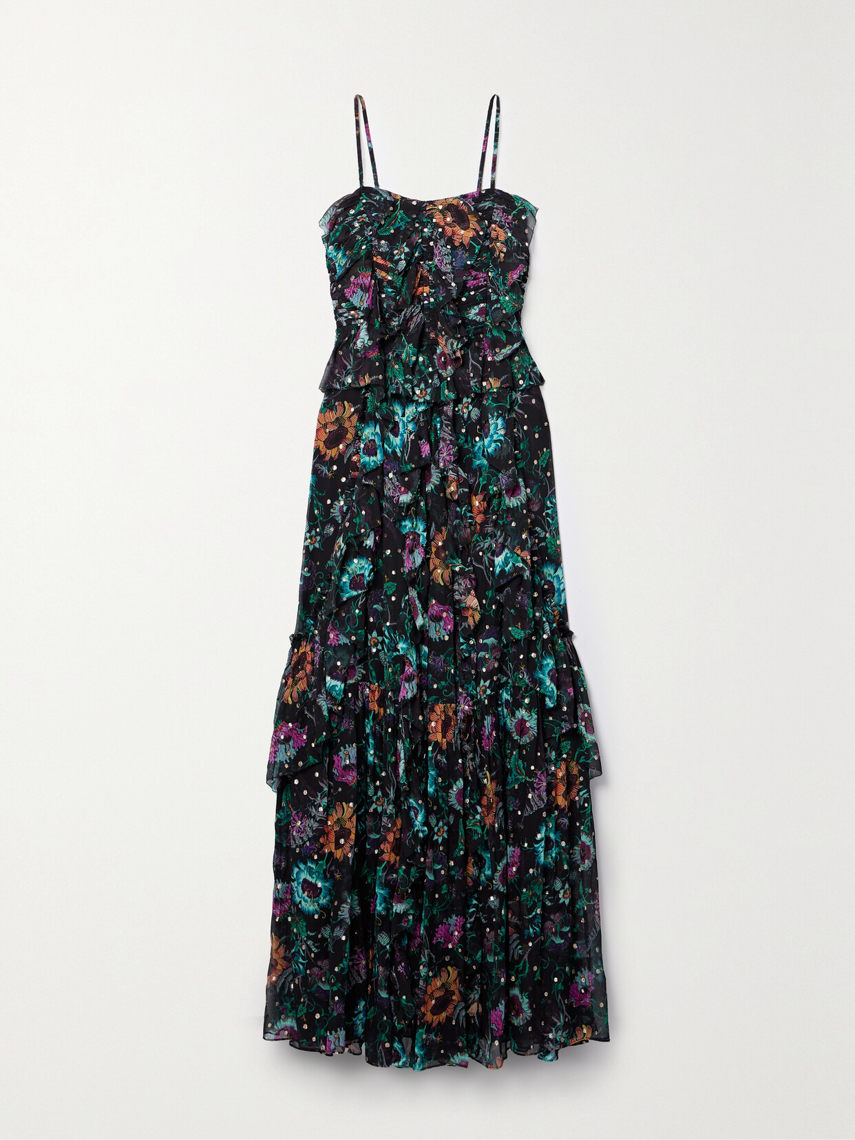 Ulla Johnson - Colette Ruffled Floral-print Fil Coupé Silk-chiffon Gown - Black