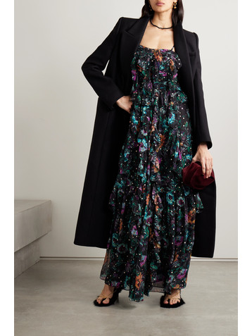 Ulla Johnson Colette ruffled floral-print fil coupé silk-chiffon gown