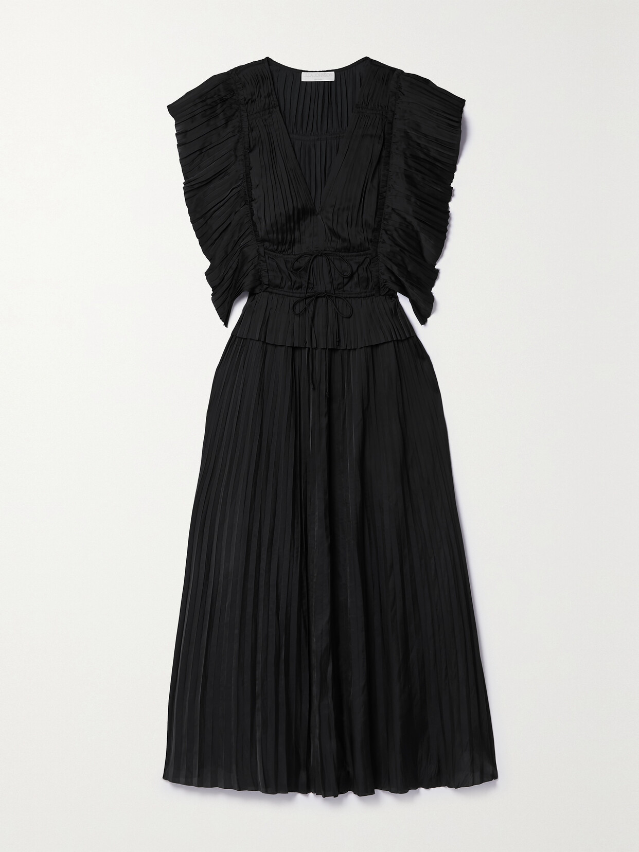 Ulla Johnson - Letty Ruffled Plissé-satin Midi Dress - Black