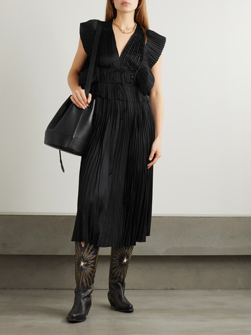 Ulla Johnson Letty ruffled plissé-satin midi dress