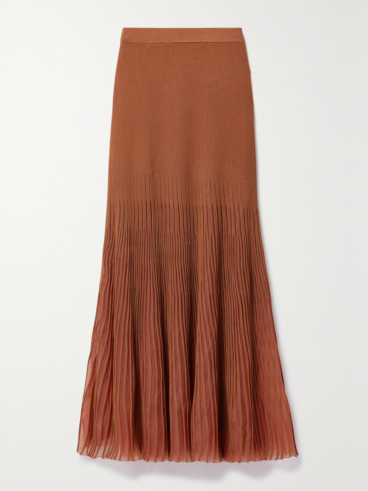 Ulla Johnson Emilia Tulle-trimmed Ribbed-knit Midi Skirt In Red