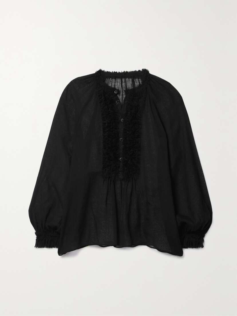 Ulla Johnson Bardot Frayed Wool-gauze Blouse