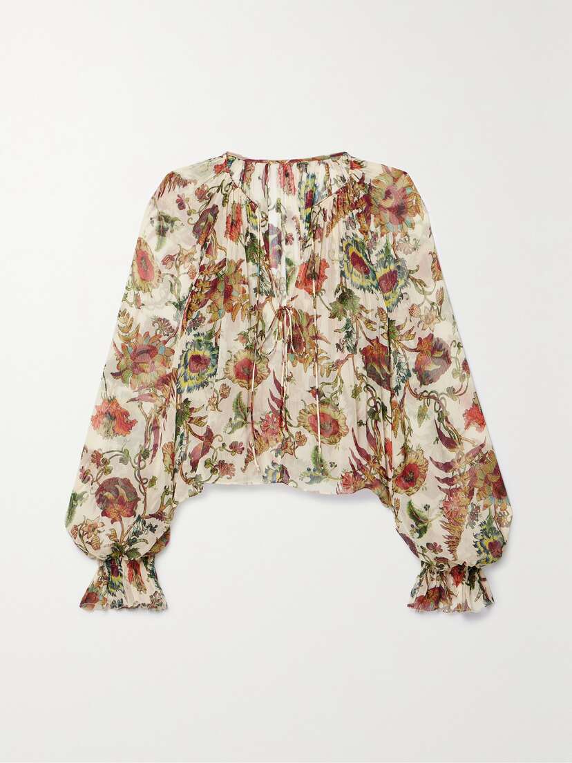 Ulla Johnson Bernadette Floral-print Silk-crepon Blouse