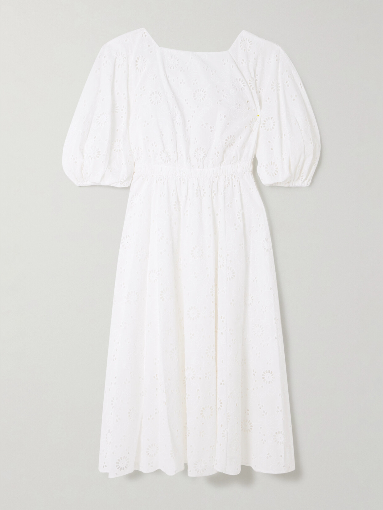 Carolina Herrera - Pleated Broderie Anglaise Cotton Midi Dress - White