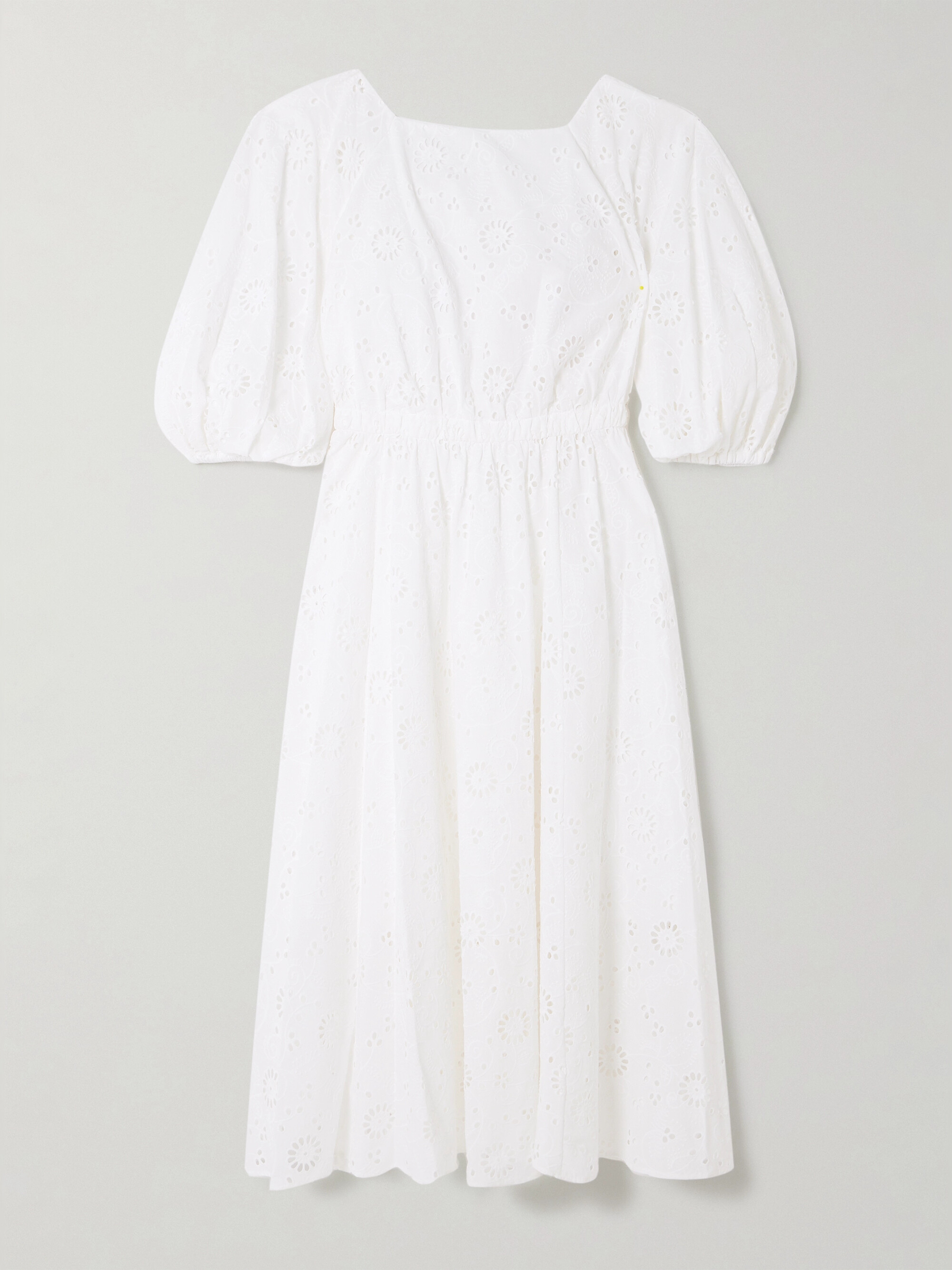Carolina Herrera Pleated broderie anglaise cotton midi dress thumbnail