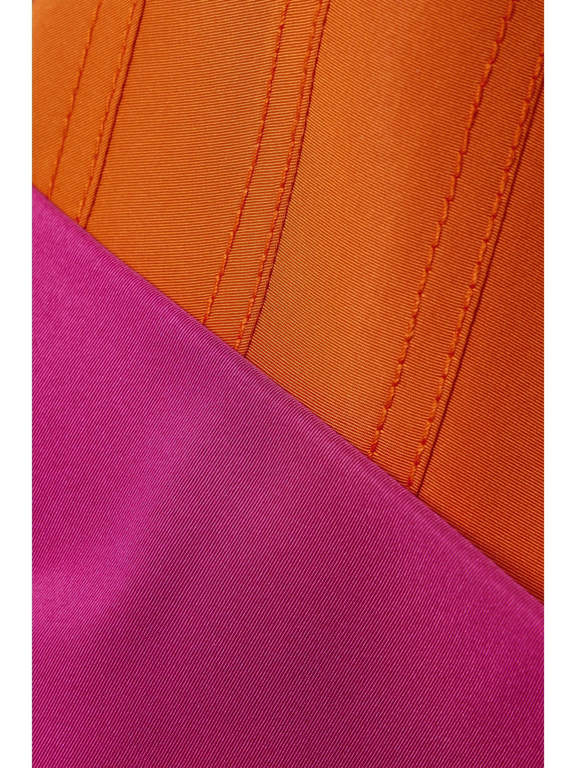 Carolina Herrera Bow-detailed color-block silk-faille midi dress