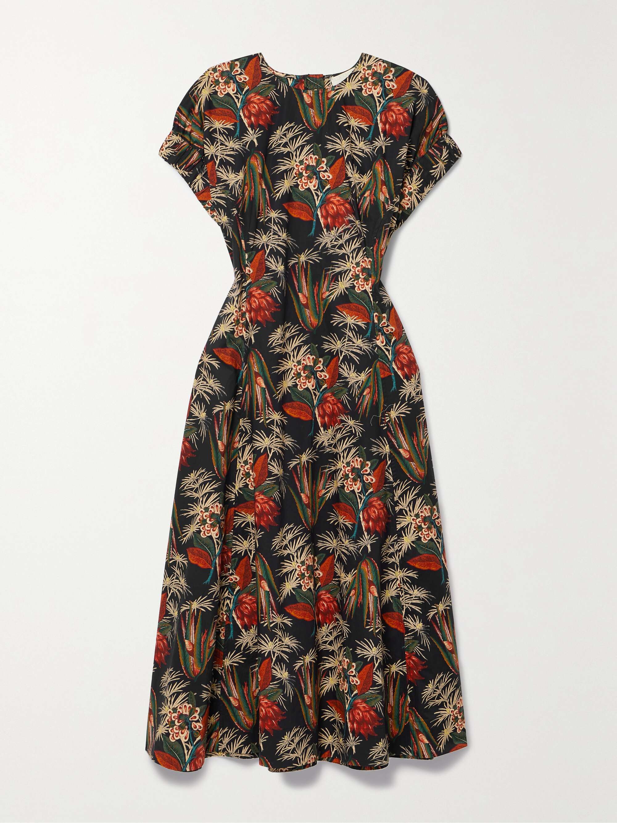 ULLA JOHNSON Devon floral-print cotton-poplin midi dress | NET-A-PORTER