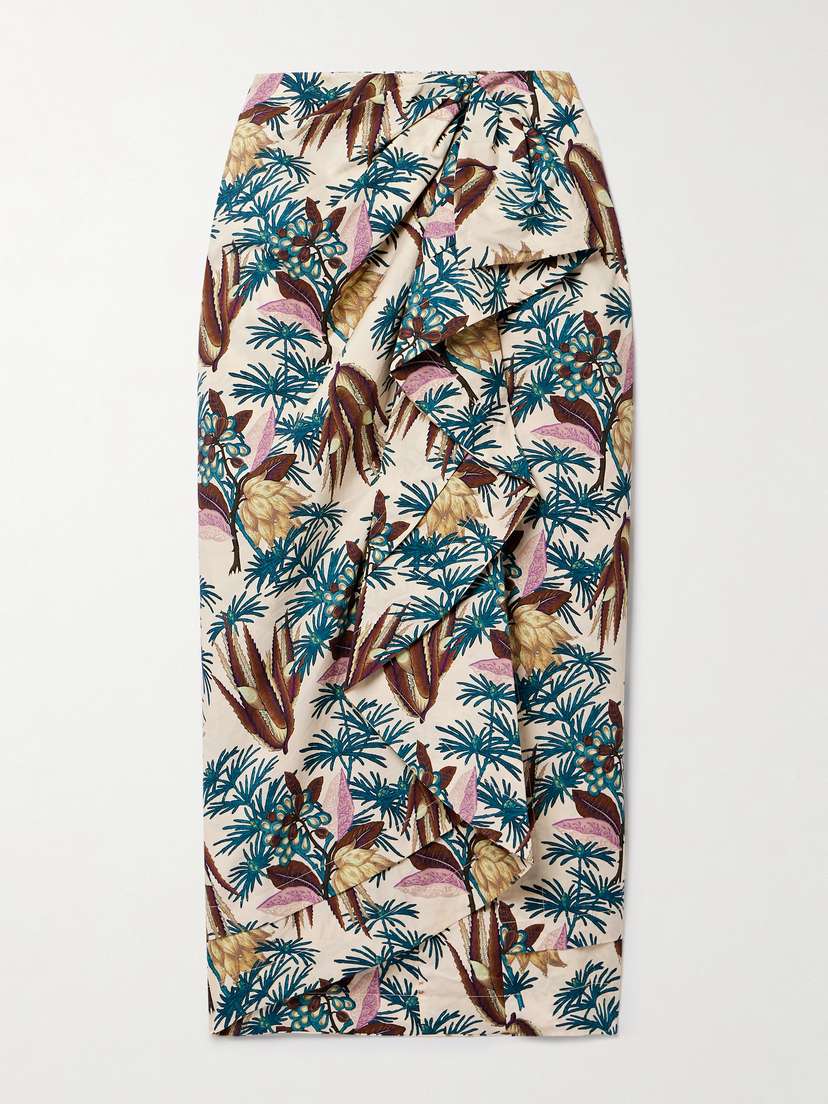 Ulla Johnson Soraya Wrap-effect Floral-print Cotton-voile Midi Skirt