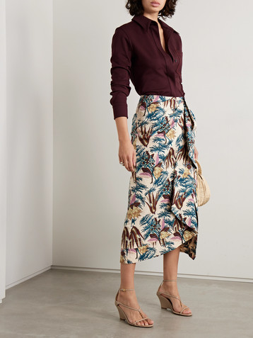 Ulla Johnson Soraya wrap-effect floral-print cotton-voile midi skirt