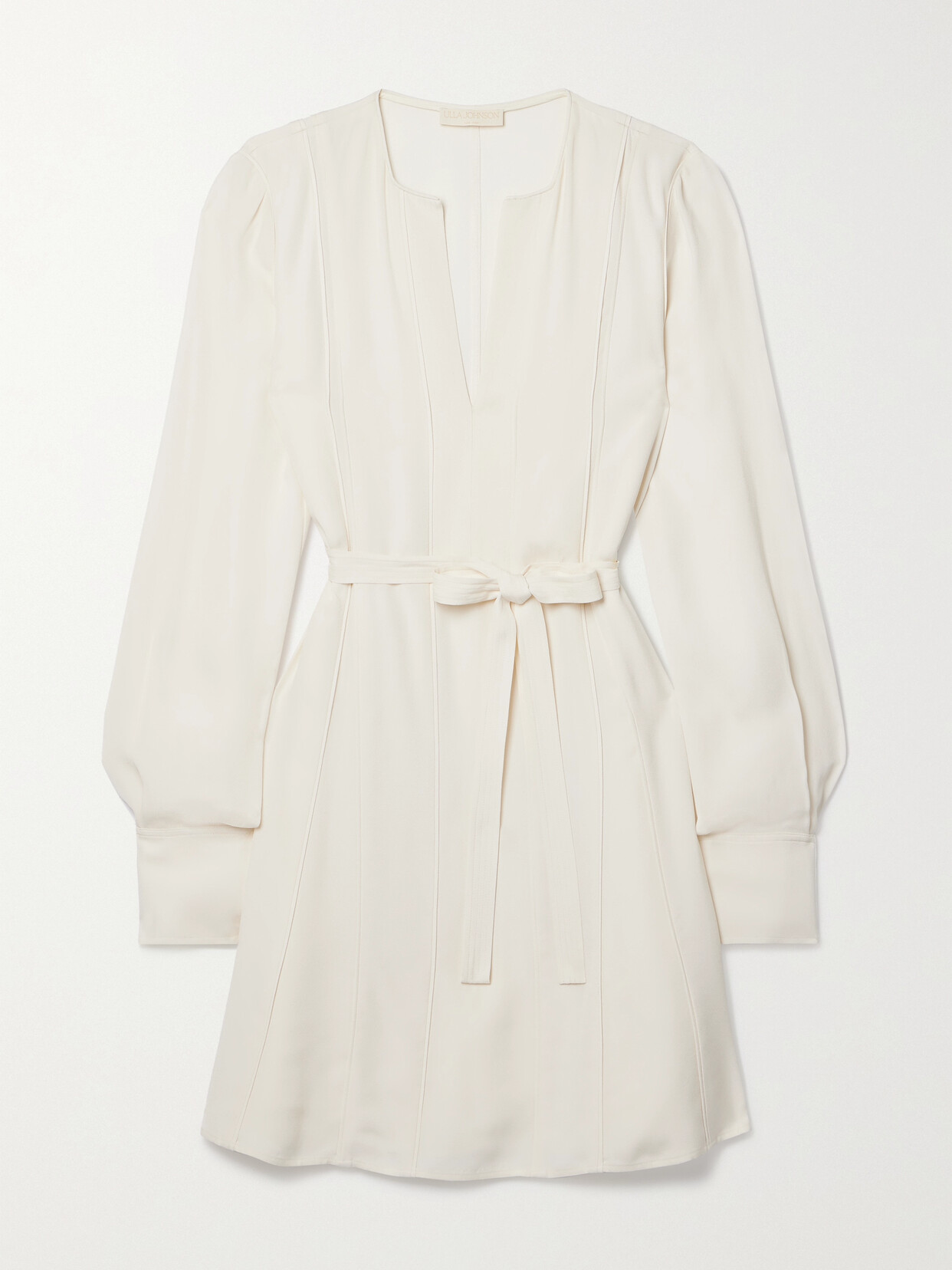 Ulla Johnson Daisy Belted Paneled Crepe Mini Dress In White