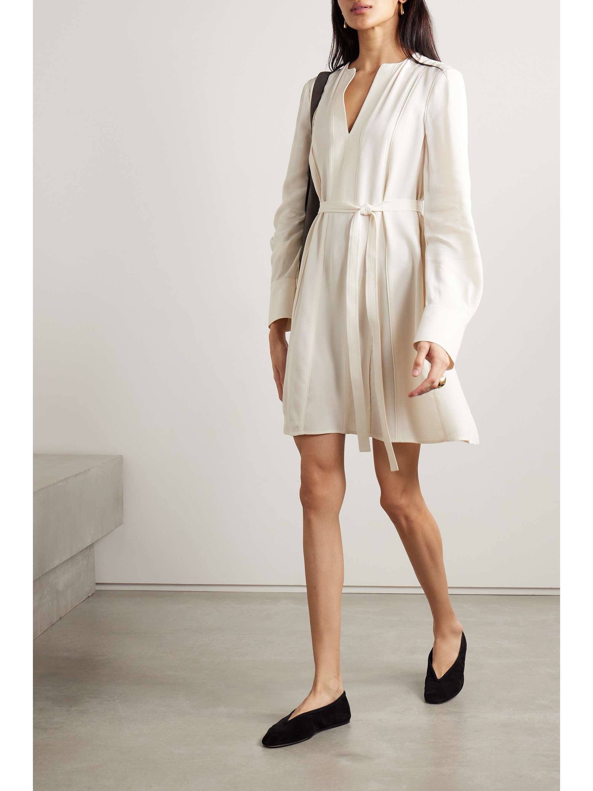 Ulla Johnson Daisy Belted Paneled Crepe Mini Dress Women White Skirts XL
