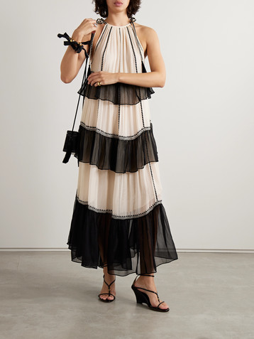Ulla Johnson Delilah tiered embroidered silk-crepon maxi dress